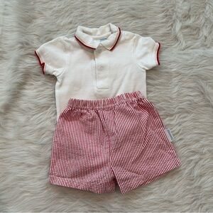 Vitamins Baby Red and White bodysuit & shorts